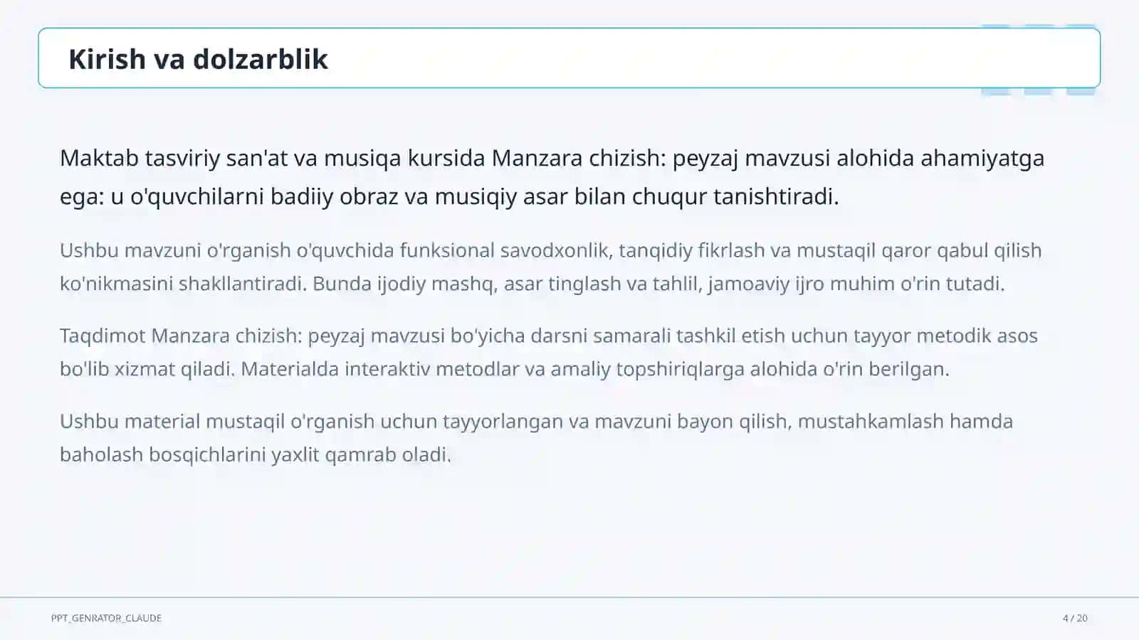 Manzara chizish: peyzaj (3-sinf) 4