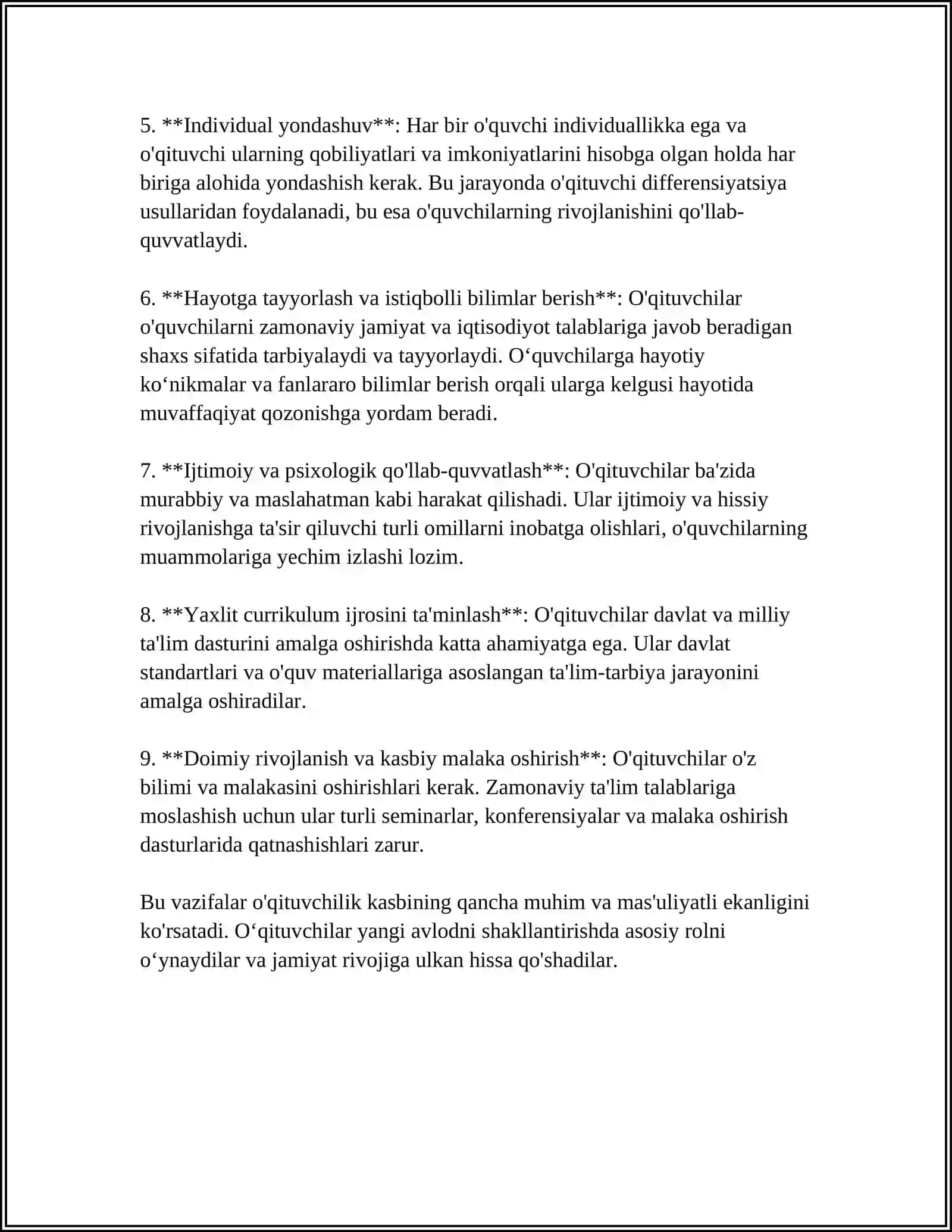 MUSTAQIL ISH Mavzu: OʻQITUVCHI PROFESIOGRAMMASI VA ULARNING DIOGNOSTIKASI 4
