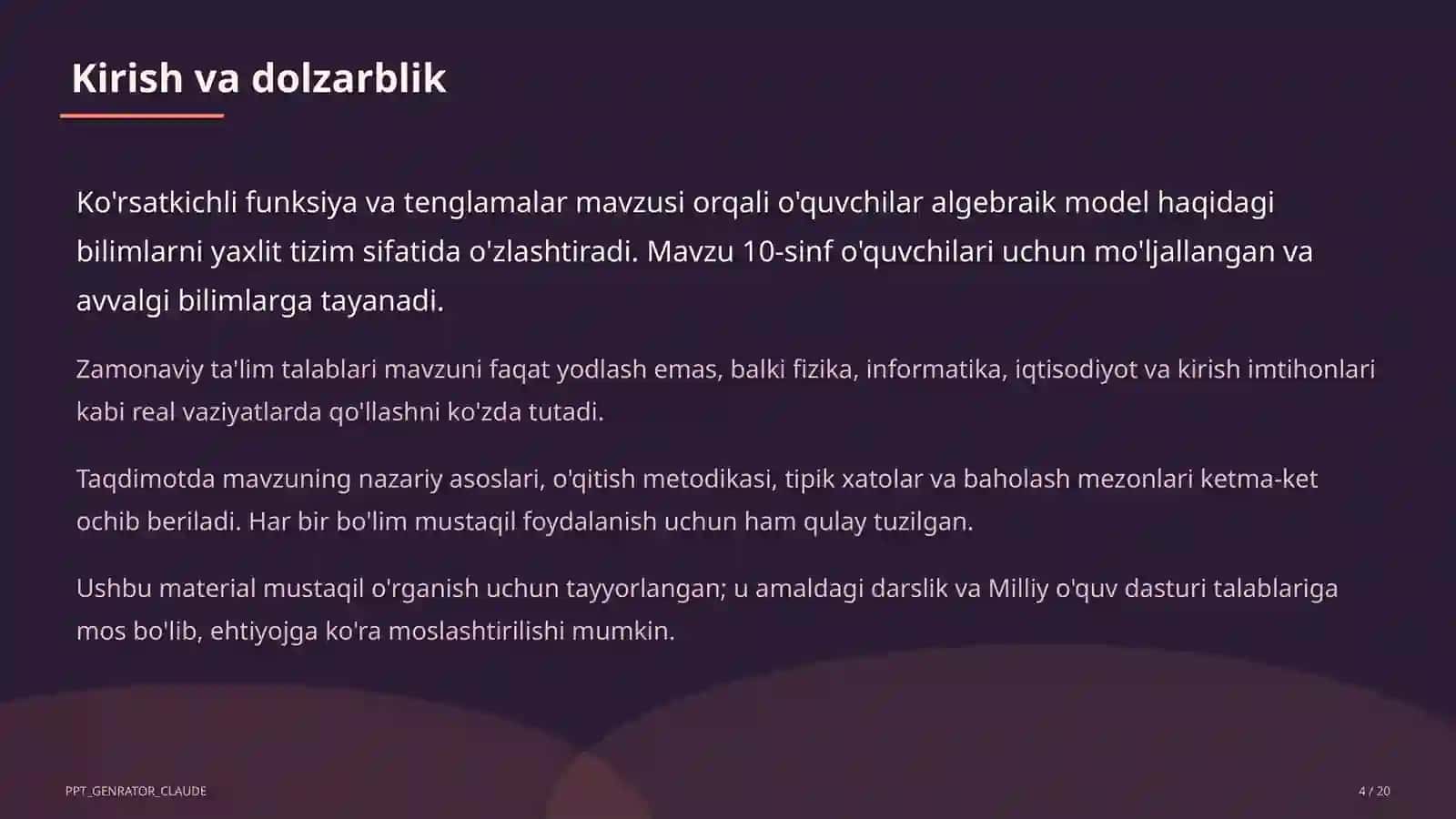 Ko'rsatkichli funksiya va tenglamalar (10-sinf) 4