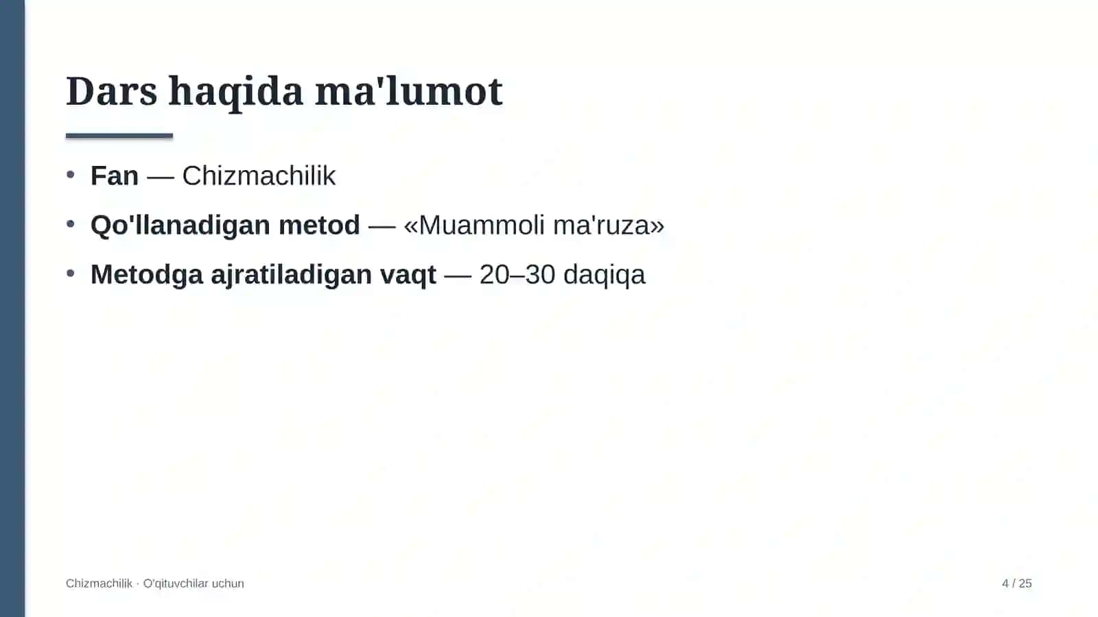 chizmachilik darslarida muammoli ma'ruza metodidan foydalanish 7077 4