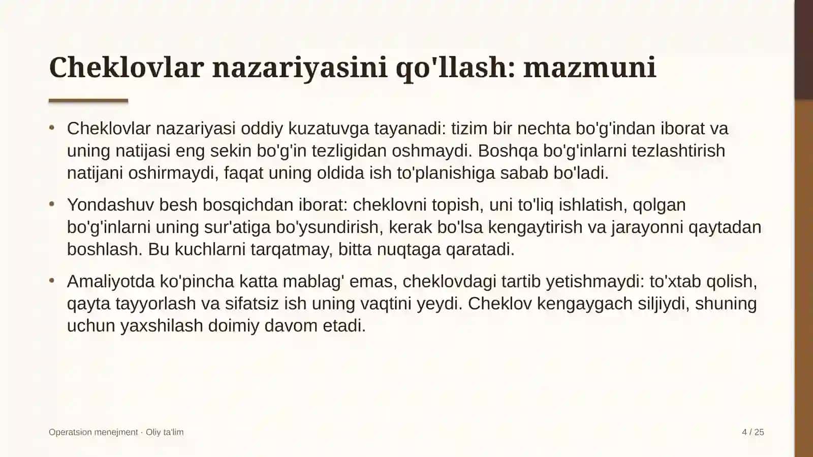 mashinasozlik korxonalarida cheklovlar nazariyasini qo'llash 5047 4