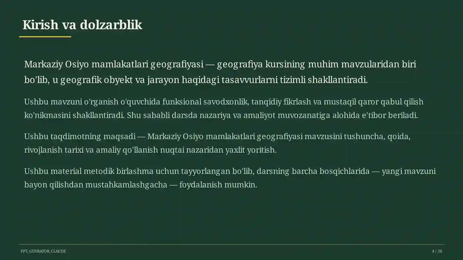 Markaziy Osiyo mamlakatlari geografiyasi (11-sinf) 4