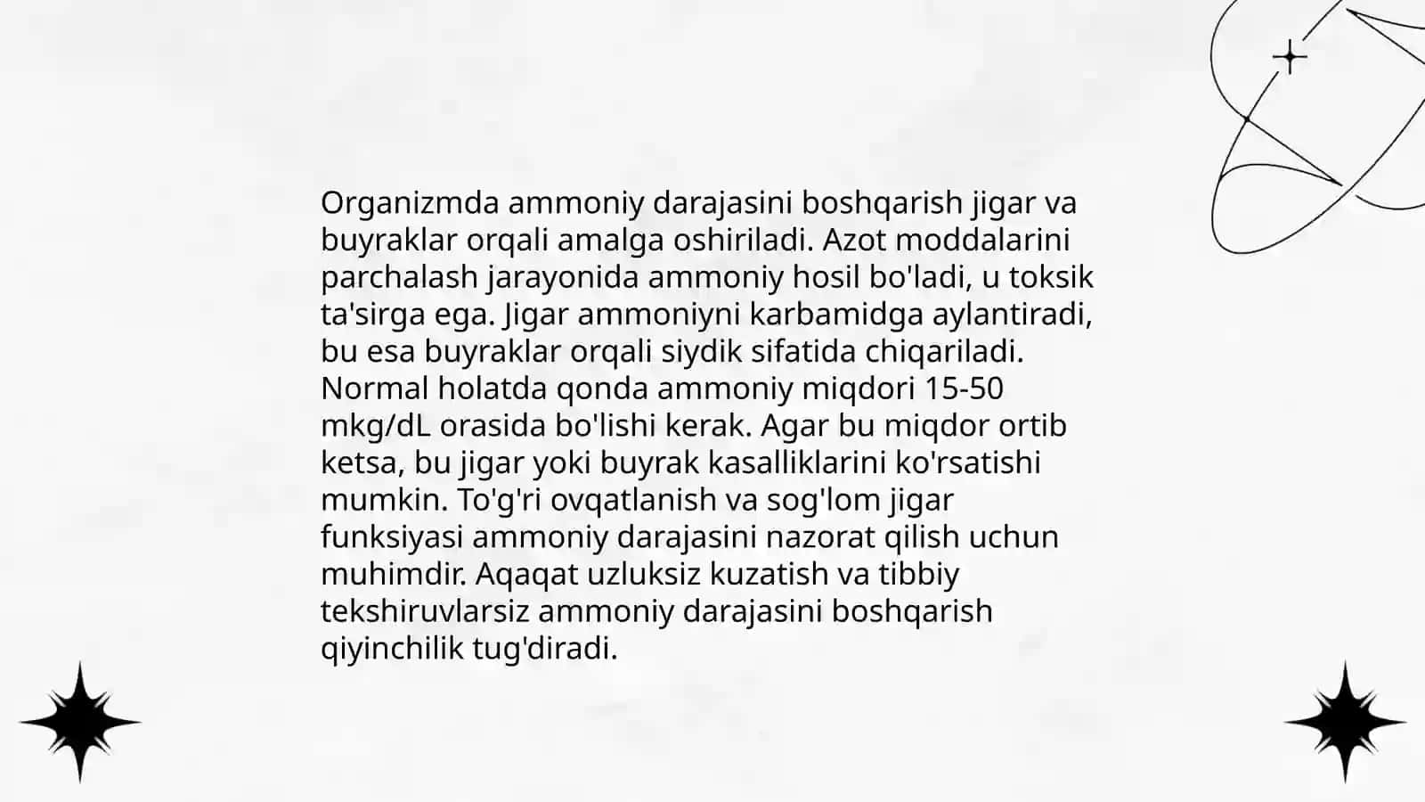 Giperammoniemiya turlari, ularning tashxis qoʻyishda klinik ahamiyati 4