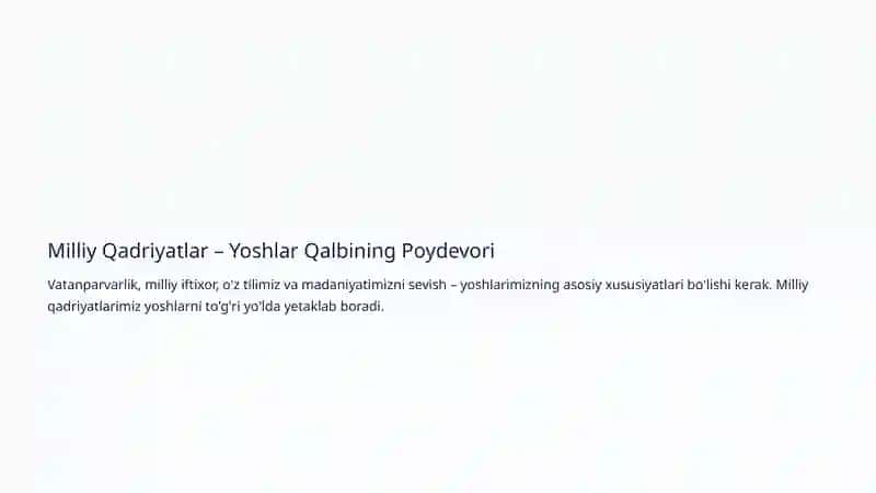 Yoshlar Ma'naviy Tarbiyasi: Milliy Qadriyatlar va Zamonaviy Yondashuvlar 4