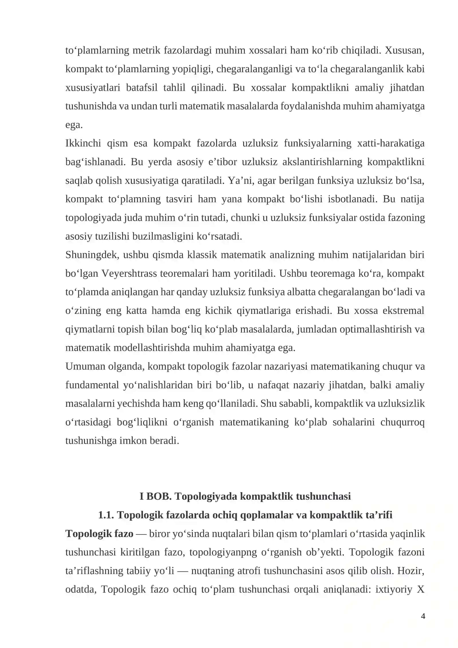 Kompakt topologik fazolar va ularda aniqlangan uzluksiz funksiyalarning xossalari 4