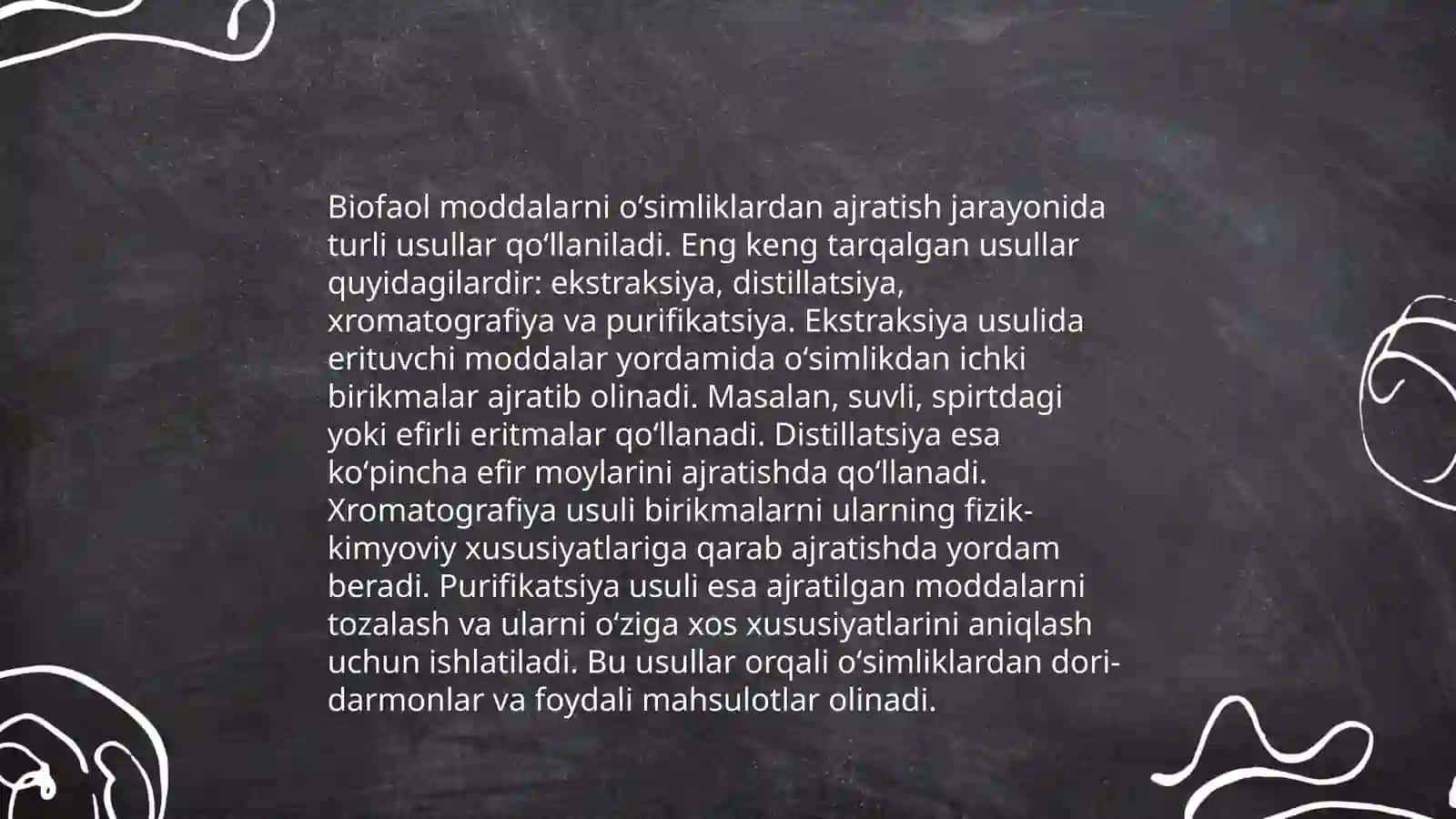 Biofal moddalarni õsimliklardan olish usullari Tõxtaboyeva Risolat 4