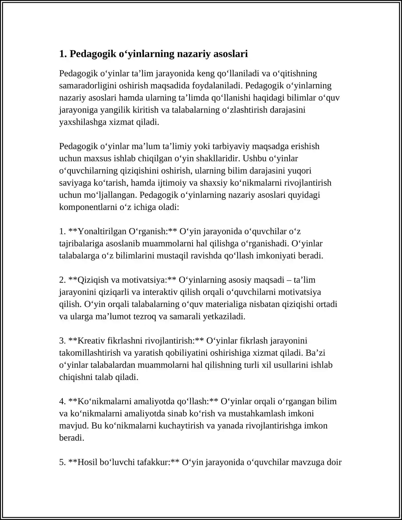 BOSHLANGICH SINFLARDA TUGARAK ISHLARINI TASHKIL ETISH MUSTAQIL ISH 4