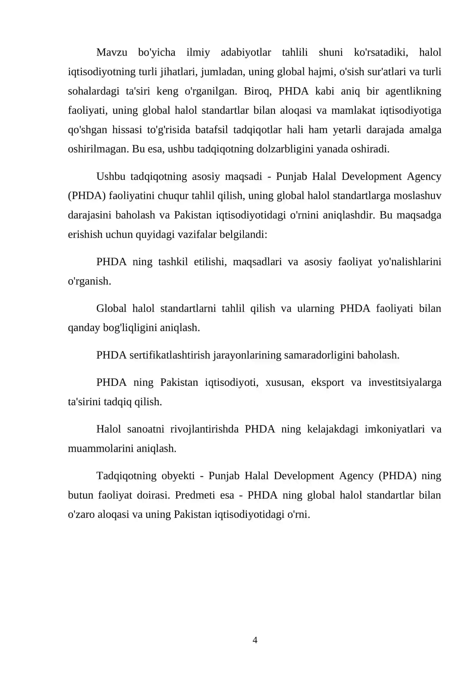 Punjab Halal Development Agency (PHDA) (Panjob Halol rivojlantirish agentligi) faoliyati, uning global halol standarti va iqtisodiyotidagi o‘rni 4