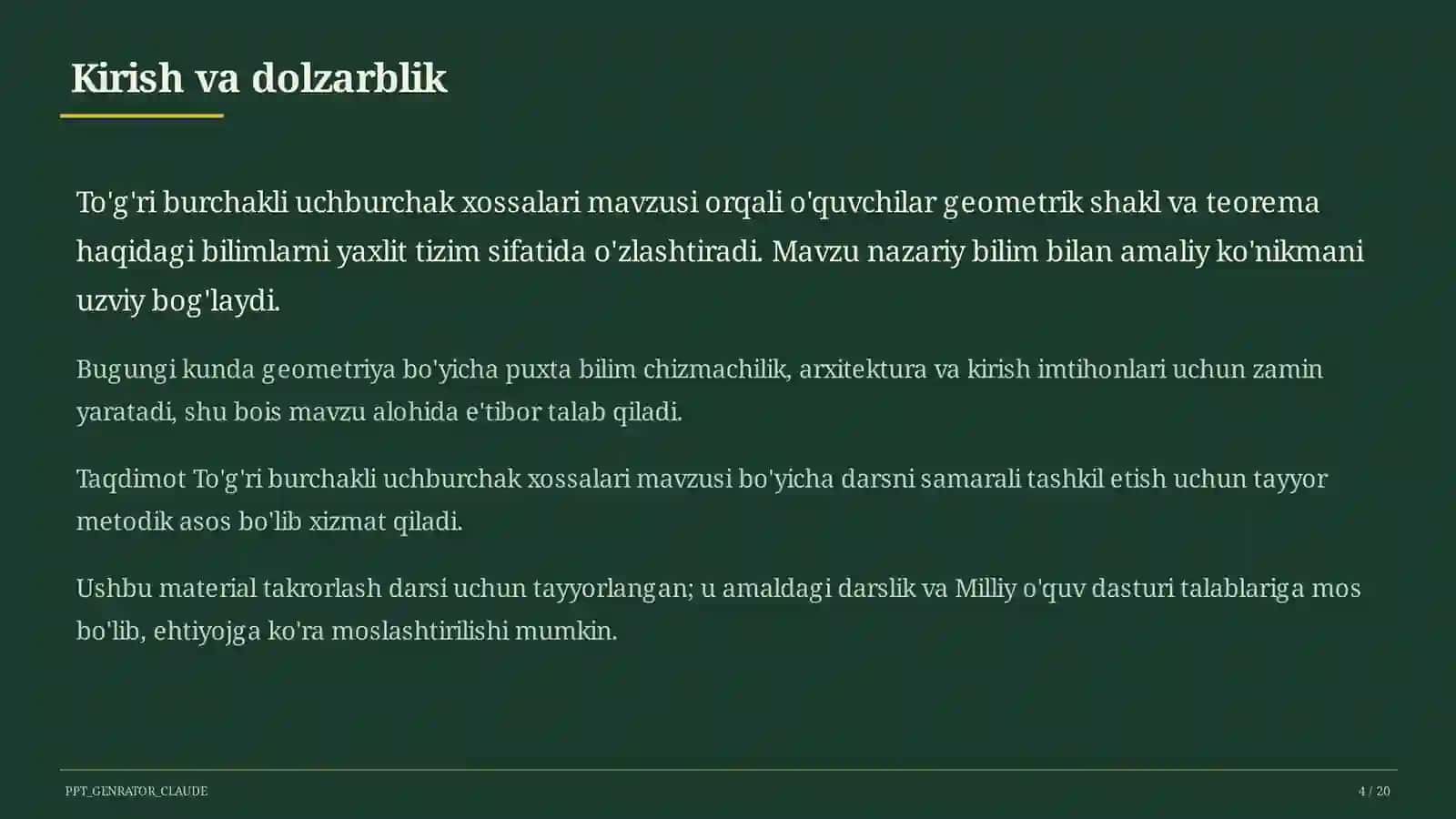 To'g'ri burchakli uchburchak xossalari (7-sinf) 4