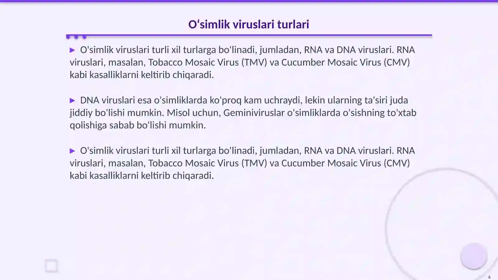 O‘simliklarda uchraydigan virusli kasalliklar 4