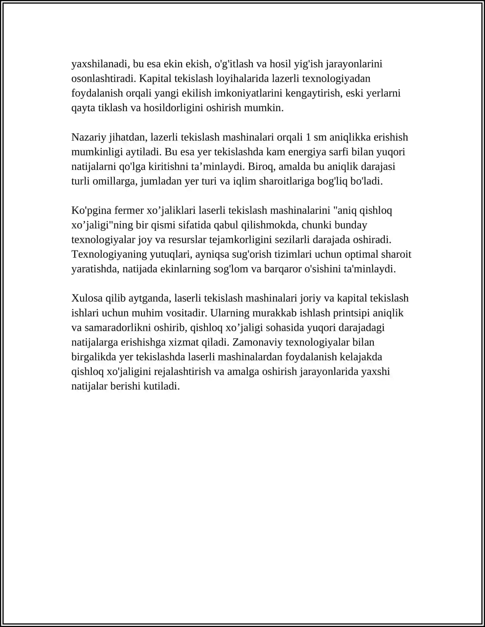 EKIN EKILADIGAN YERLARNI JORIY VA CAPITAL TEKISLASHDA QOʻLLANILADIGAN MASHINALAR 4