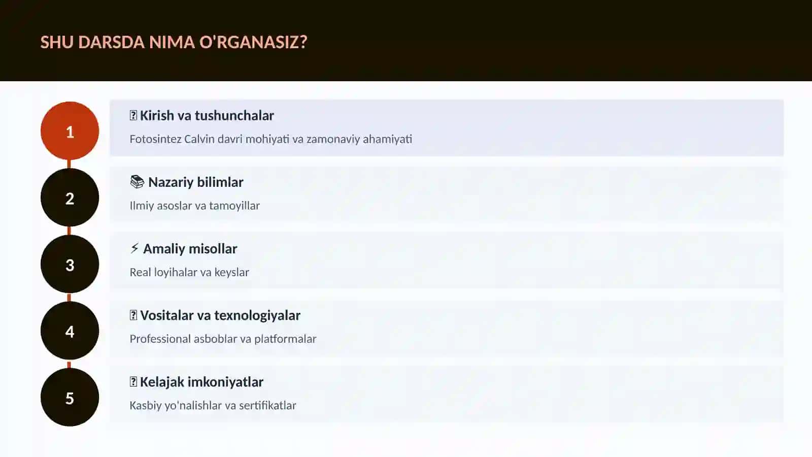 BIOLOGIYA — UY VAZIFALARI Fotosintez Calvin davri 4