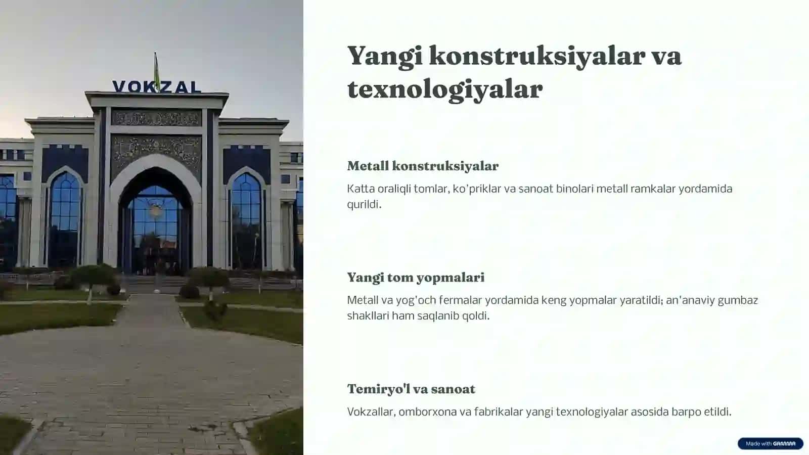 XIX Asr Oxiri – XX Asr Boshlarida O‘rta Osiyo Me’morchiligi | PPT 4
