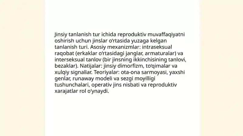 Tabiiy va jinsiy tanlanish nazariyalari 4