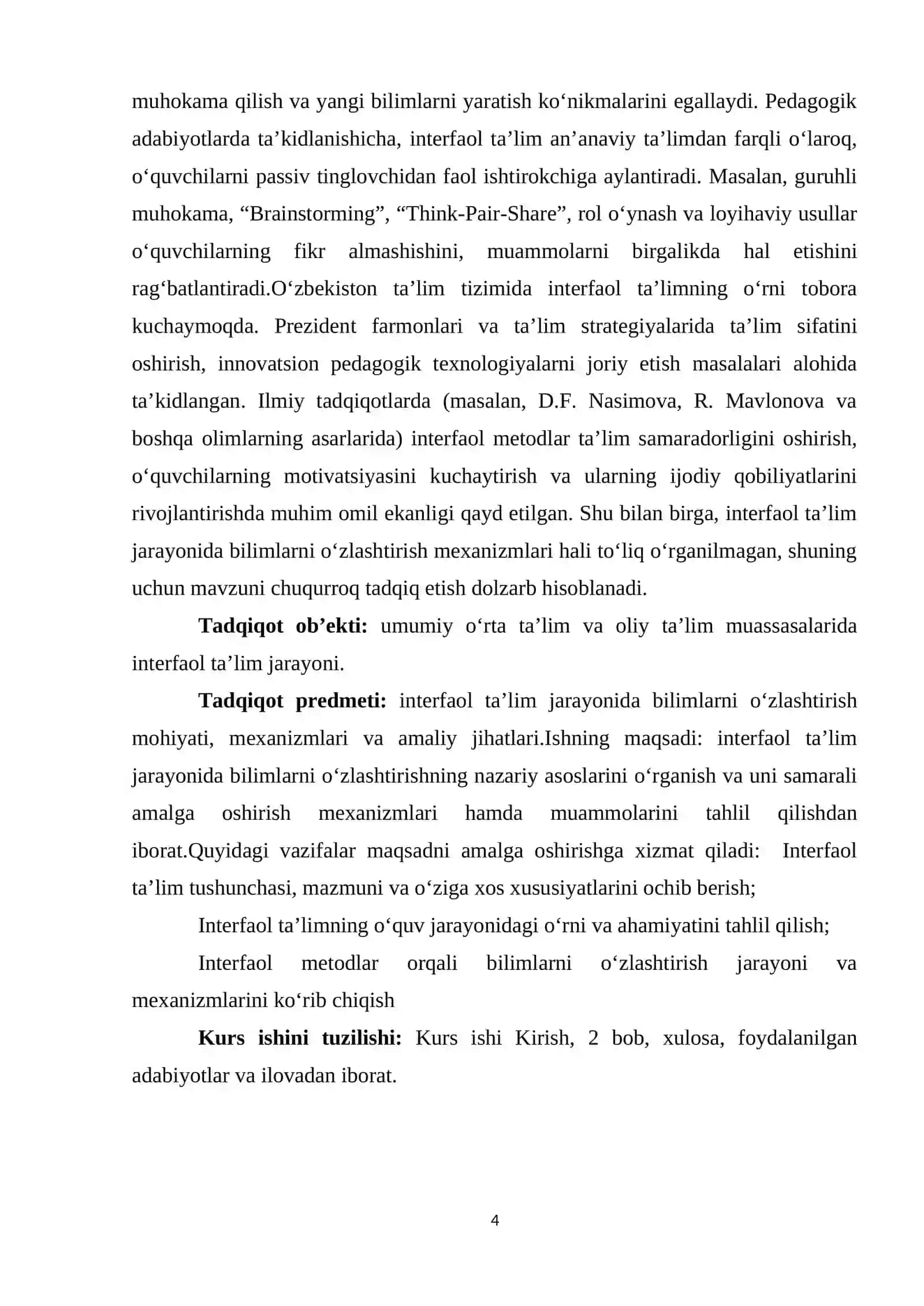Interfaol ta’lim jarayonida bilimlarni o‘zlashtirish mohiyati 4