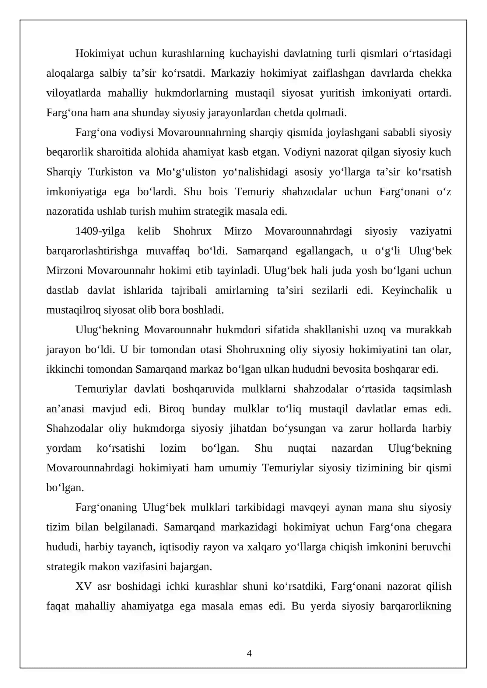 Farg‘ona Mirzo Ulug‘bek mulklari tarkibida 4