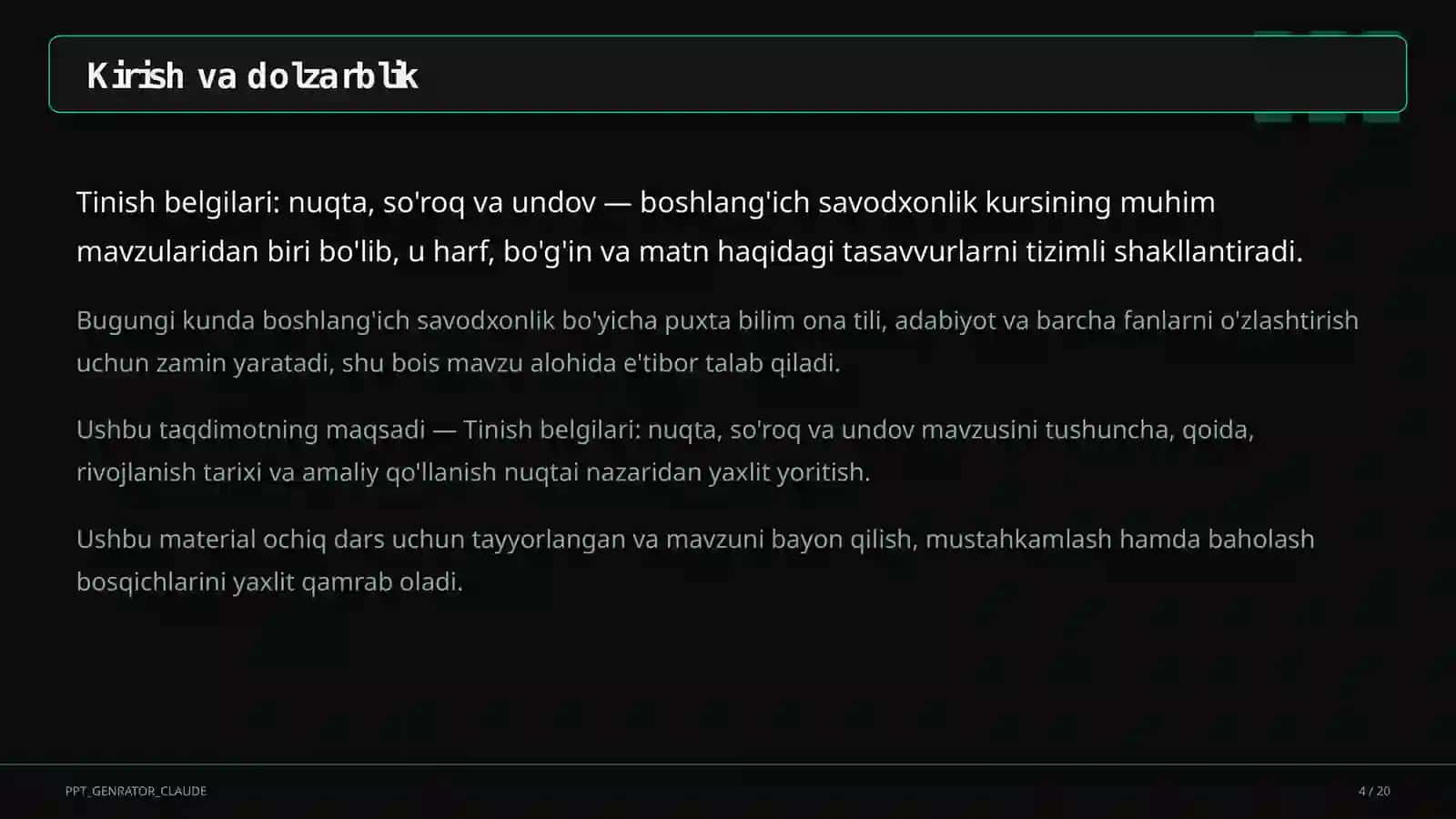 Tinish belgilari: nuqta, so'roq va undov (2-sinf) 4