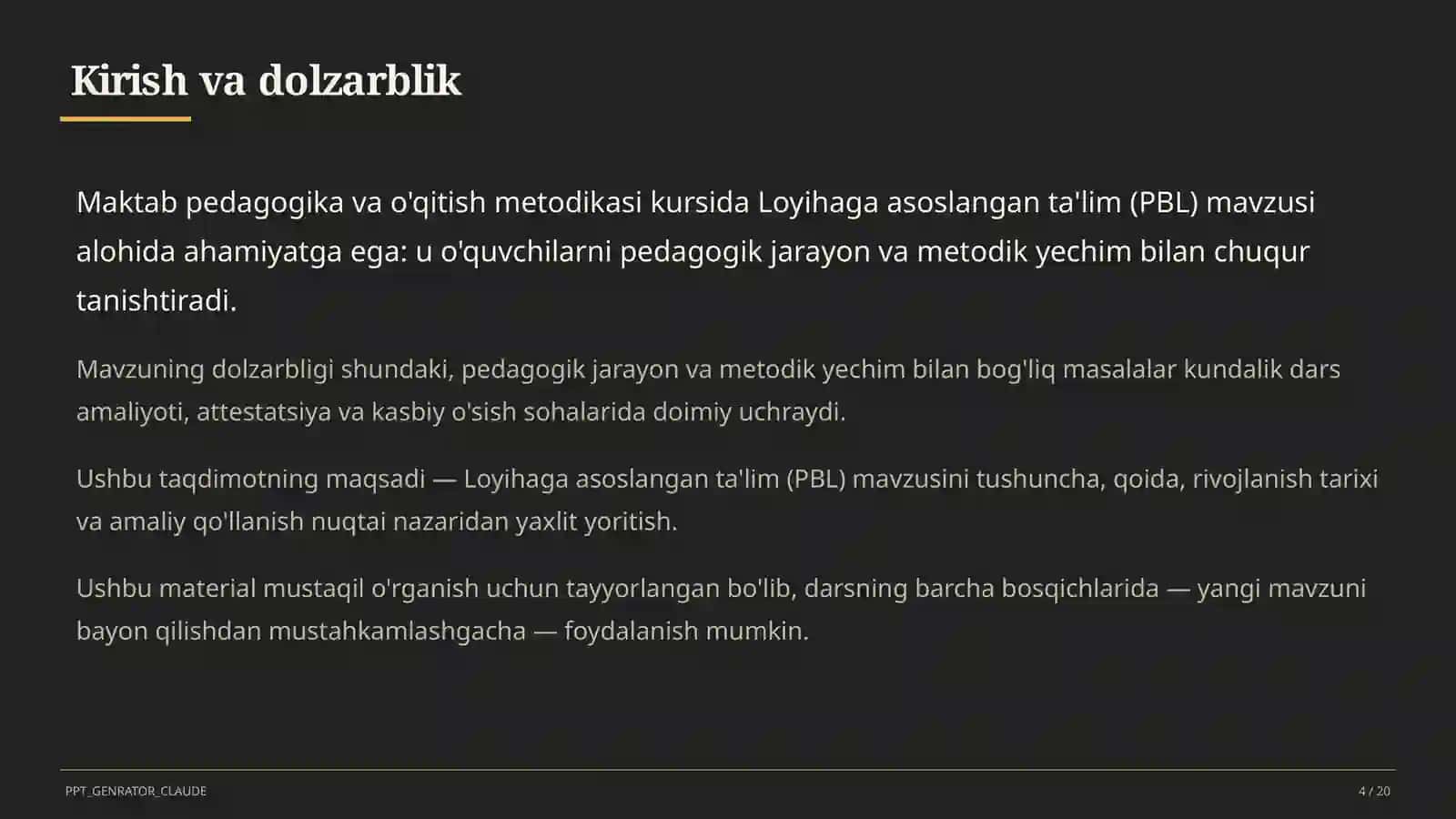 Loyihaga asoslangan ta'lim (PBL) 4
