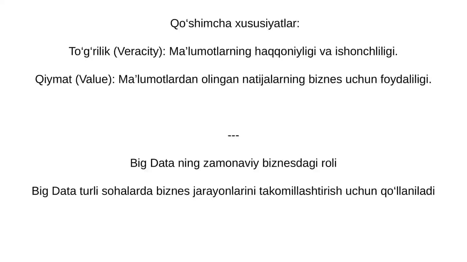 Zamonaviy biznesdagi BigData xususiyatlari va roli 4