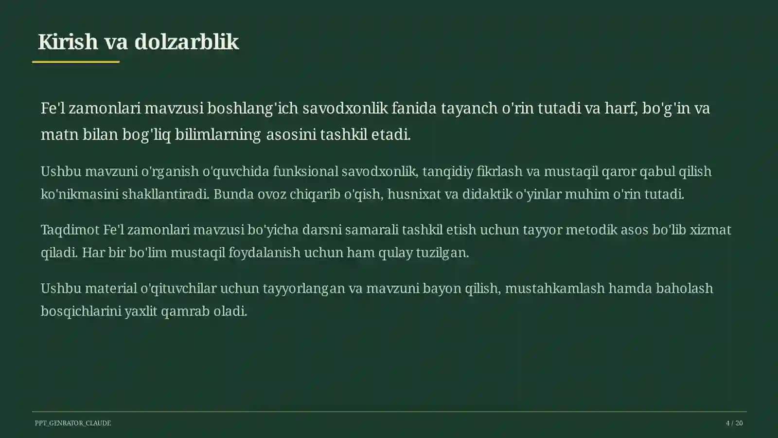 Fe'l zamonlari (4-sinf) 4