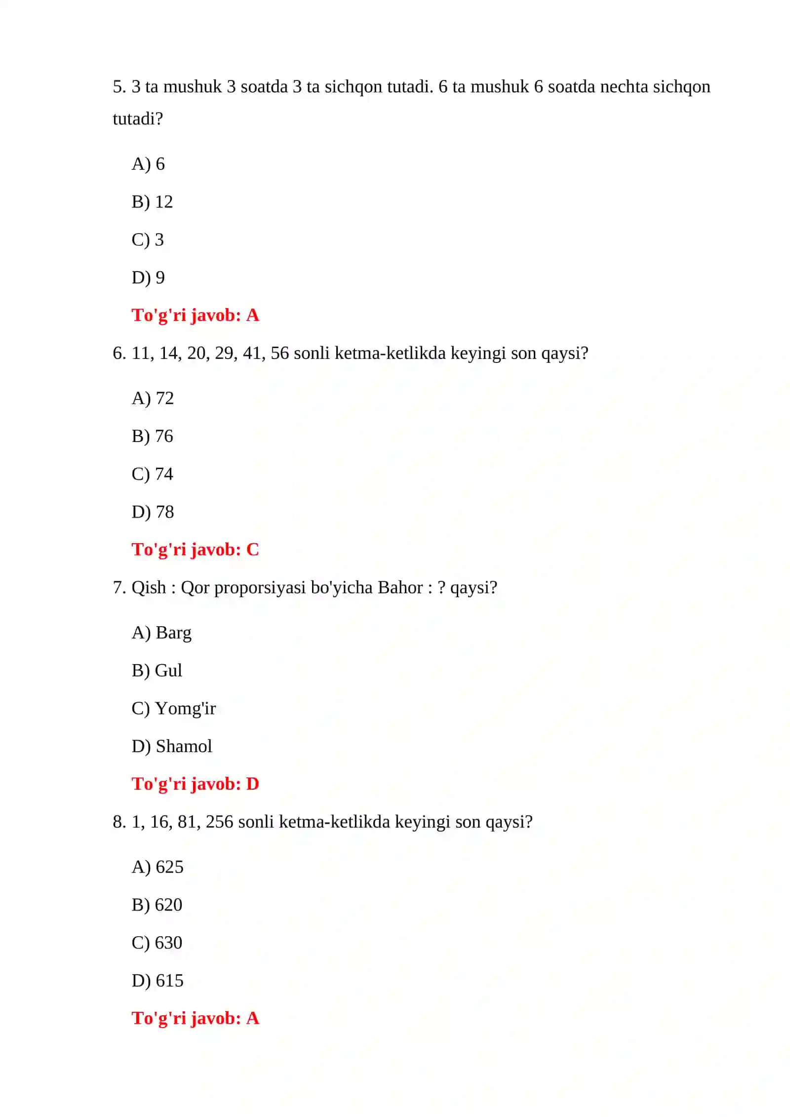 BOJXONA IQ 500 TA TEST 4