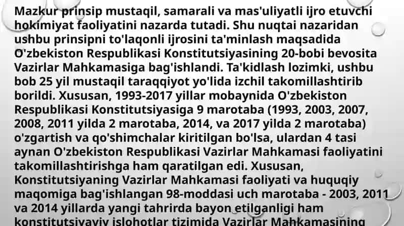 Milliy davlat boshqaruvi tizimi. Mustaqil O’zbekistonda hokimiyatlar bo’linishi prinsipi 4