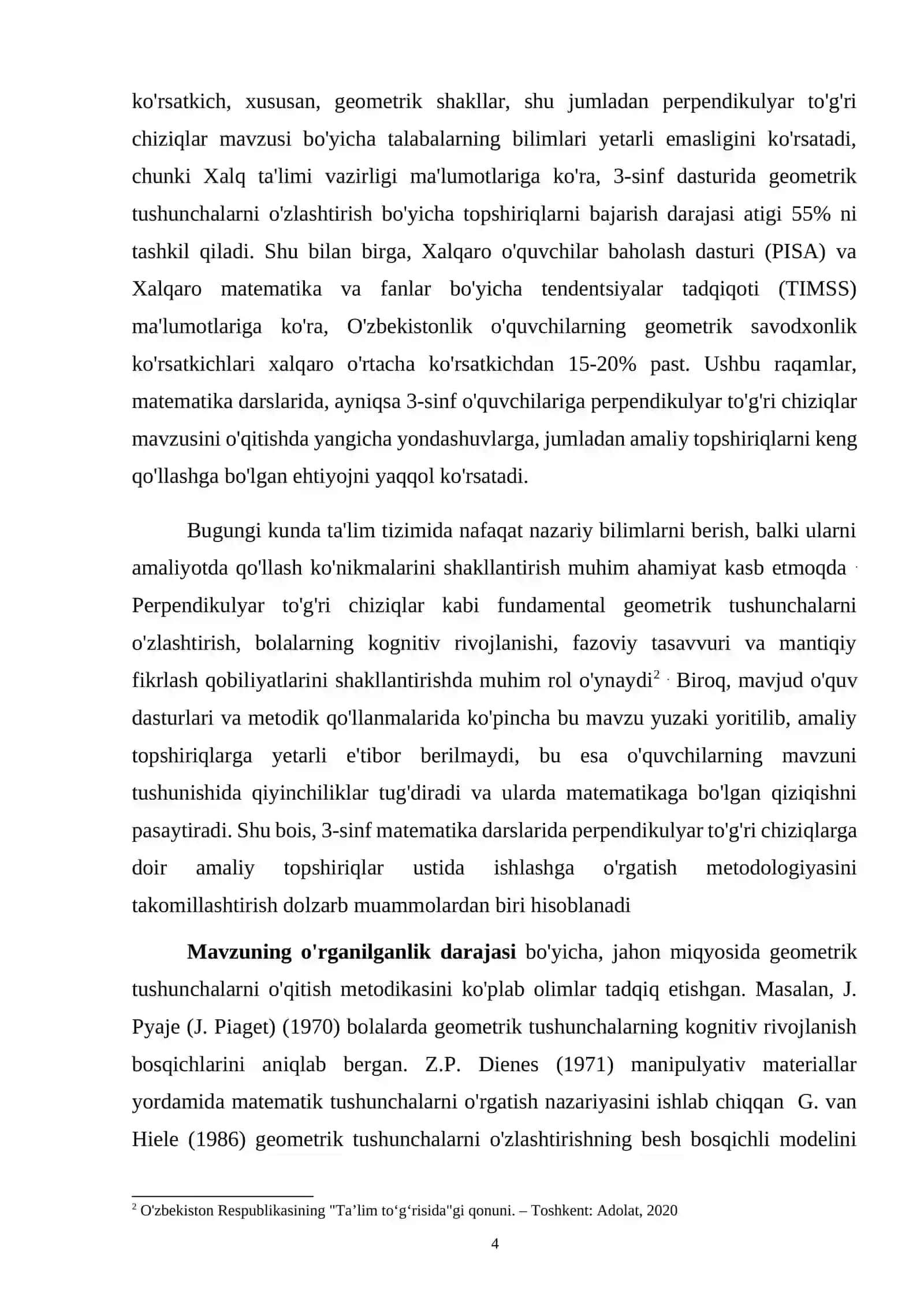 3 - sinf matematika darslarida perpendikulyar to‘g‘ri chiziqlarga doir amaliy topshiriqlar ustida ishlashga o‘rgatishi 4