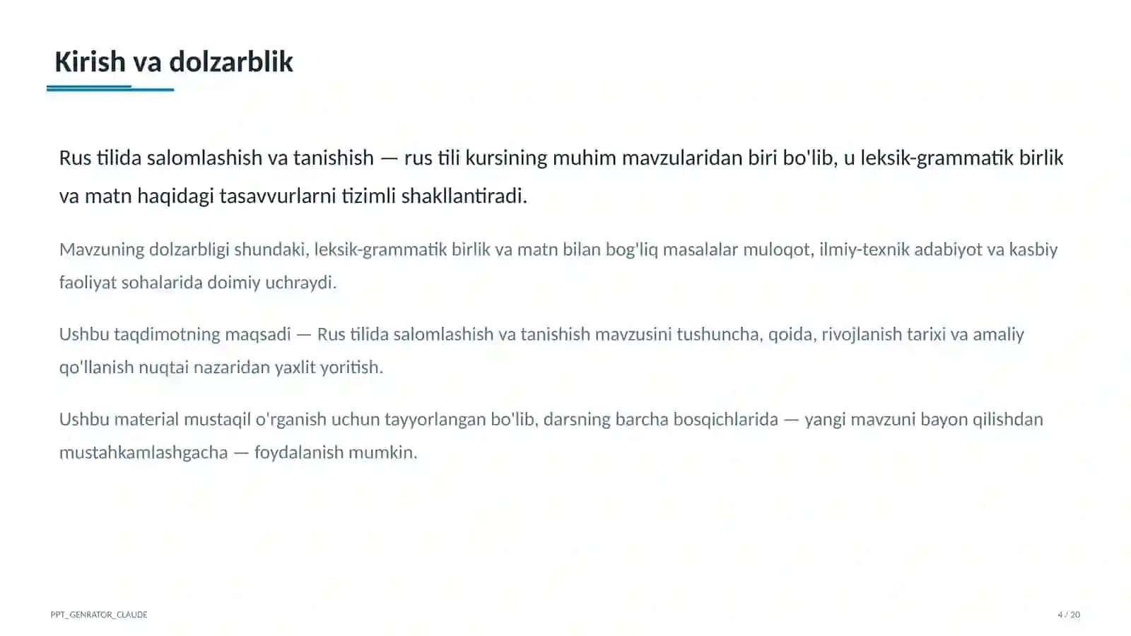 Rus tilida salomlashish va tanishish (2-sinf) 4