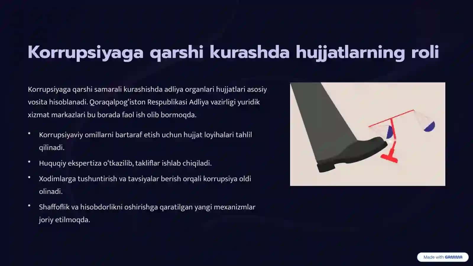 Adliya organlarining hujjatlari va ularning ijro etilishi: Huquq va Adolat Poydevori 4