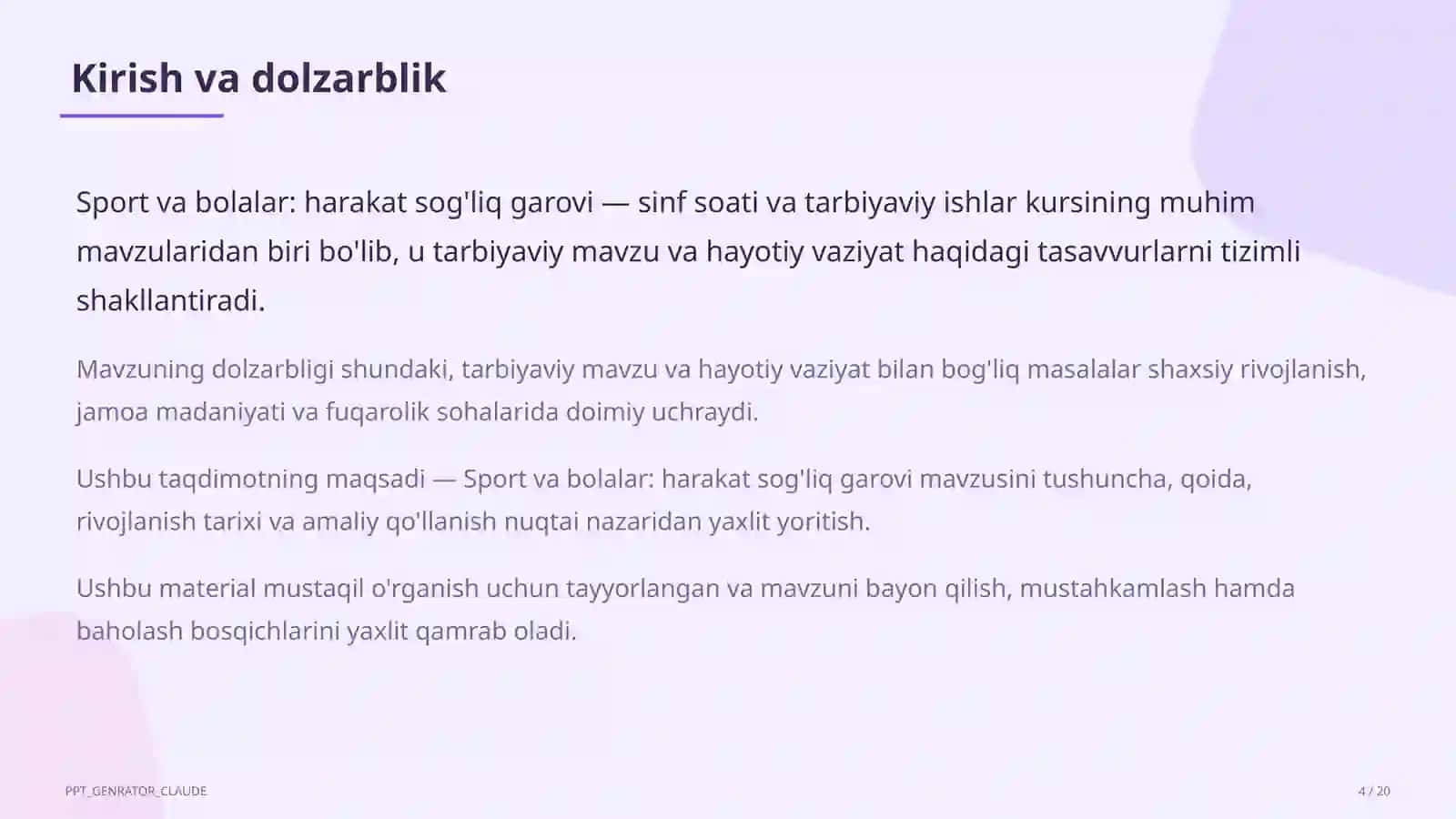 Sinf soati va tarbiyaviy tadbirlar 4