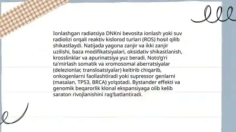 Radiatsiya va DNK shikastlanishi 4
