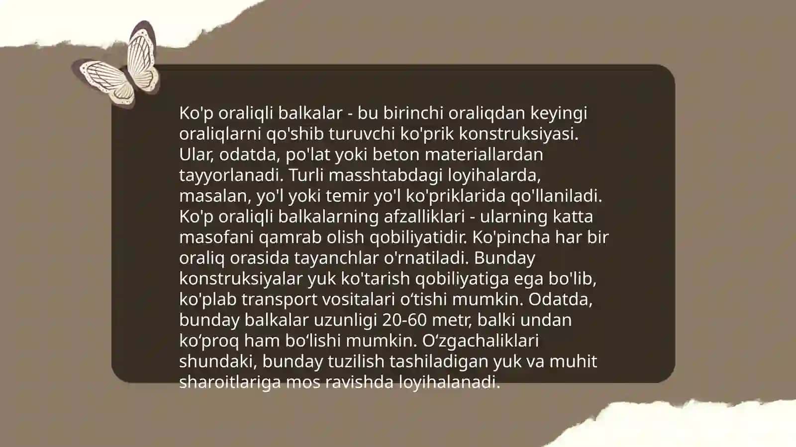 Ko'p oraliqli balkalar xaqida umumiy tushunchalar 4