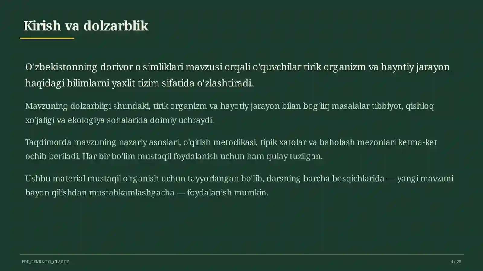 O'zbekistonning dorivor o'simliklari (6-sinf) 4