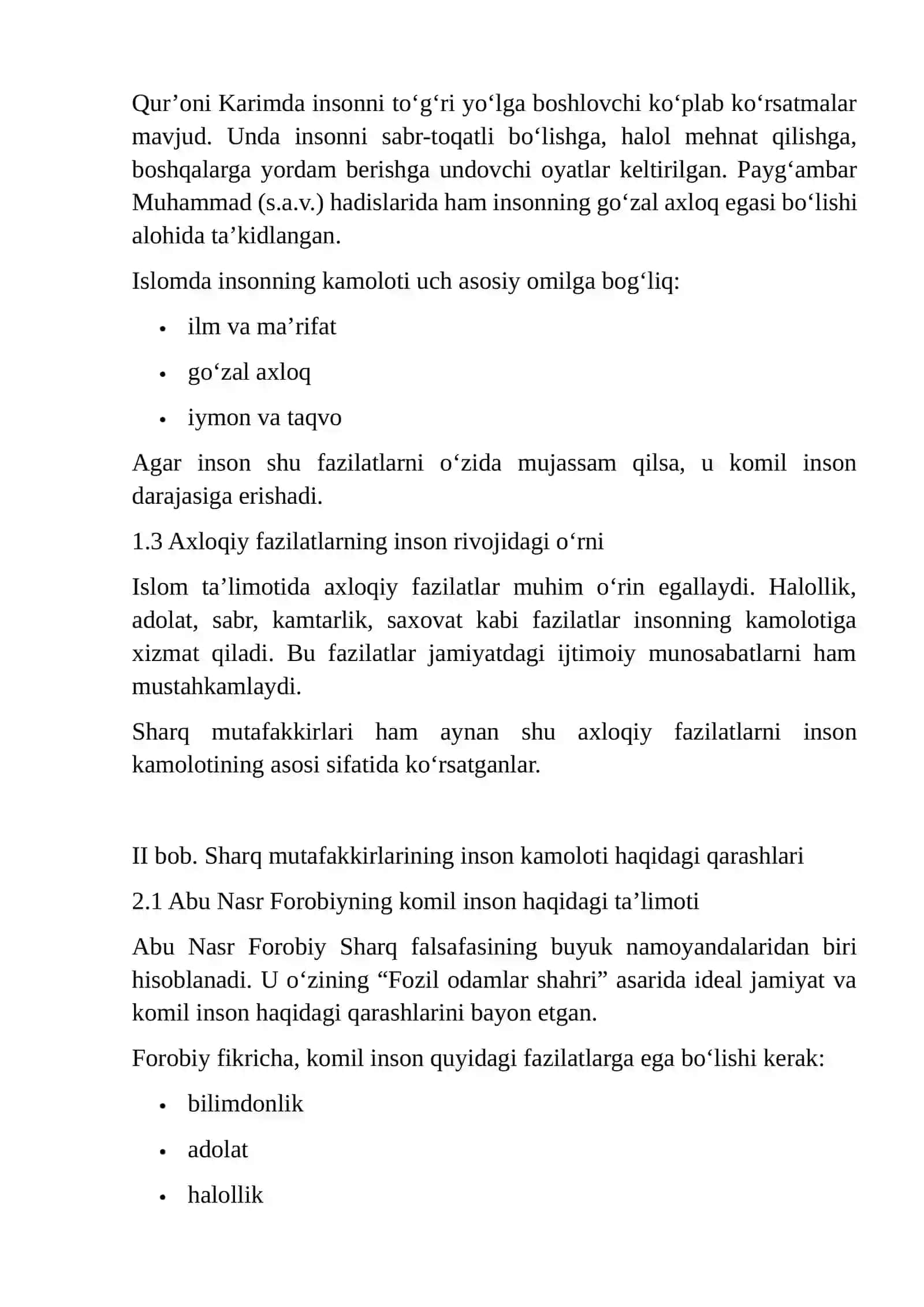“Sharq mutafakkirlarining islom dinining inson kamolotiga ta’siri haqidagi g‘oyalari” mavzusida essay 4