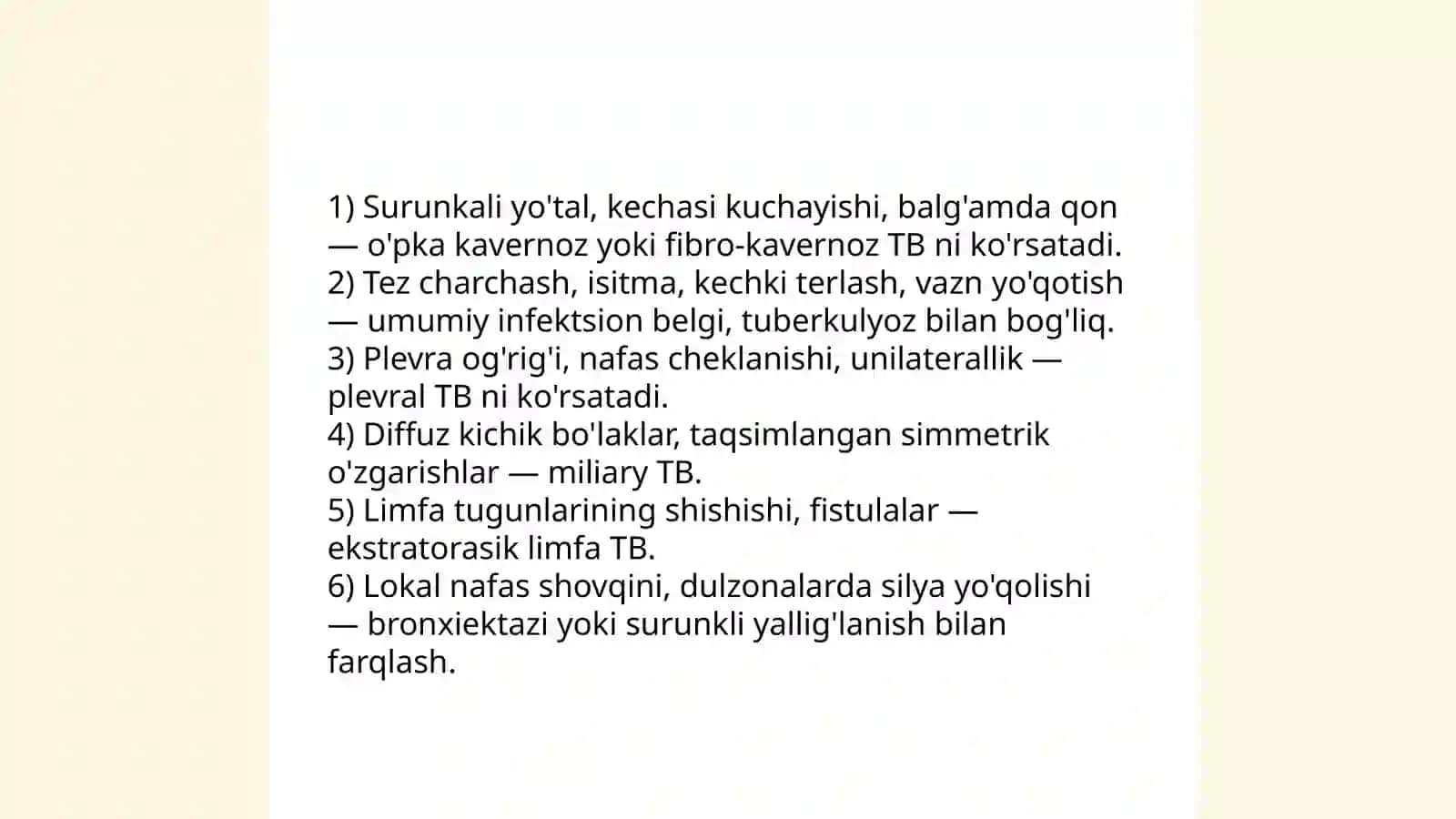 Tuberkulyoz klinik shakllari qiyosiy tashxislashning asosiy usullari 4