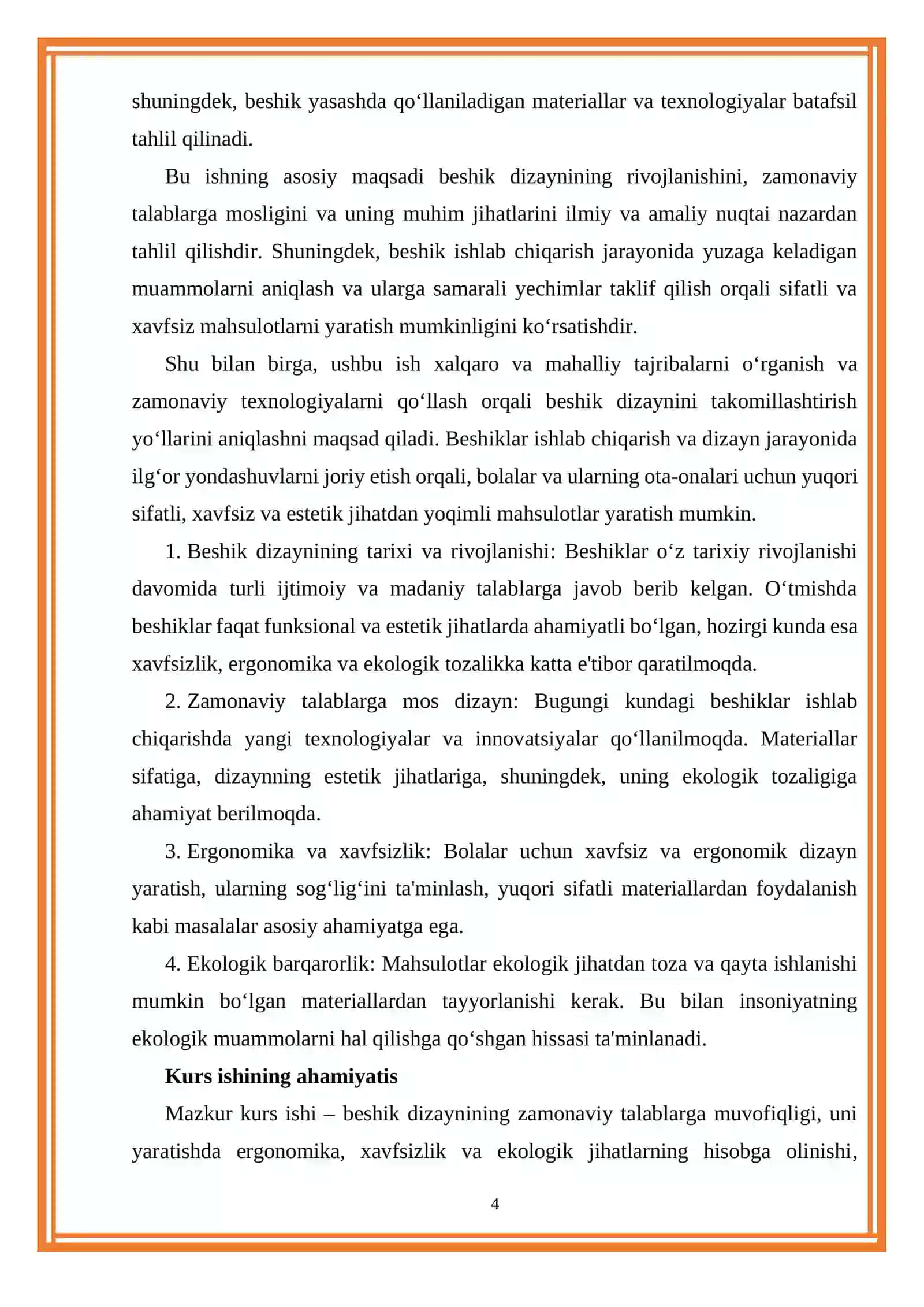 Dizayn talablari asosida beshik maketini tayyorlash texnologiyasi 4
