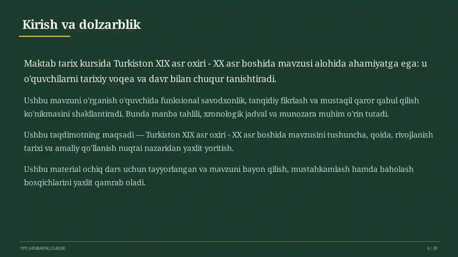 Turkiston XIX asr oxiri - XX asr boshida (9-sinf) 4