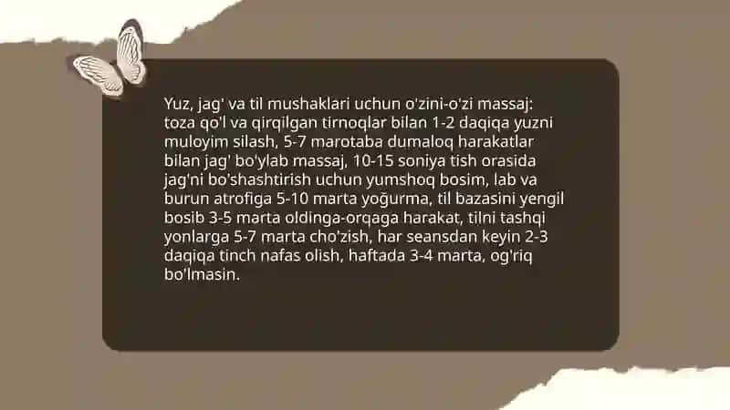 Logopedik amaliyotda o'zini - ozi massaj qilish uslublaridan foydalanish 4