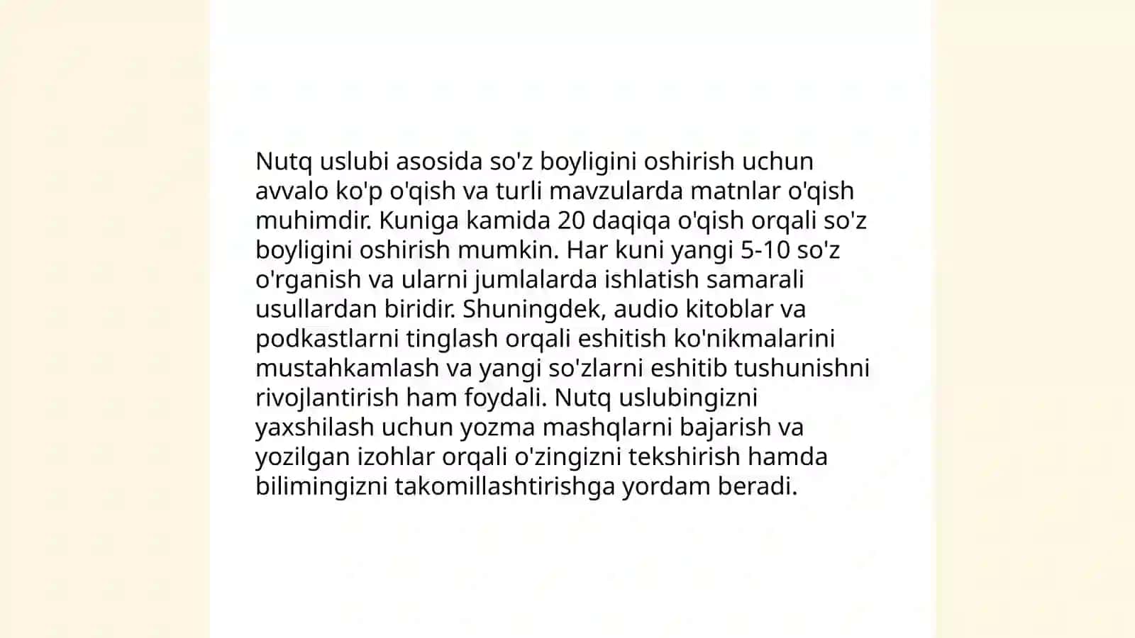 Nutq uslublarini ustida ishlashga qaratilgan mashq va topshiriqlar ishlab chiqish 4