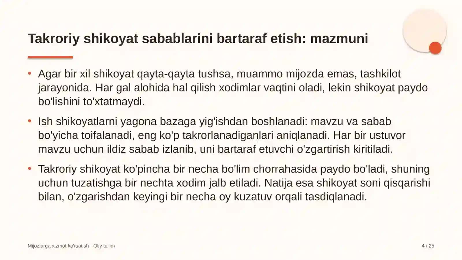 Bioenergetikada takroriy shikoyat sabablarini bartaraf etish 4