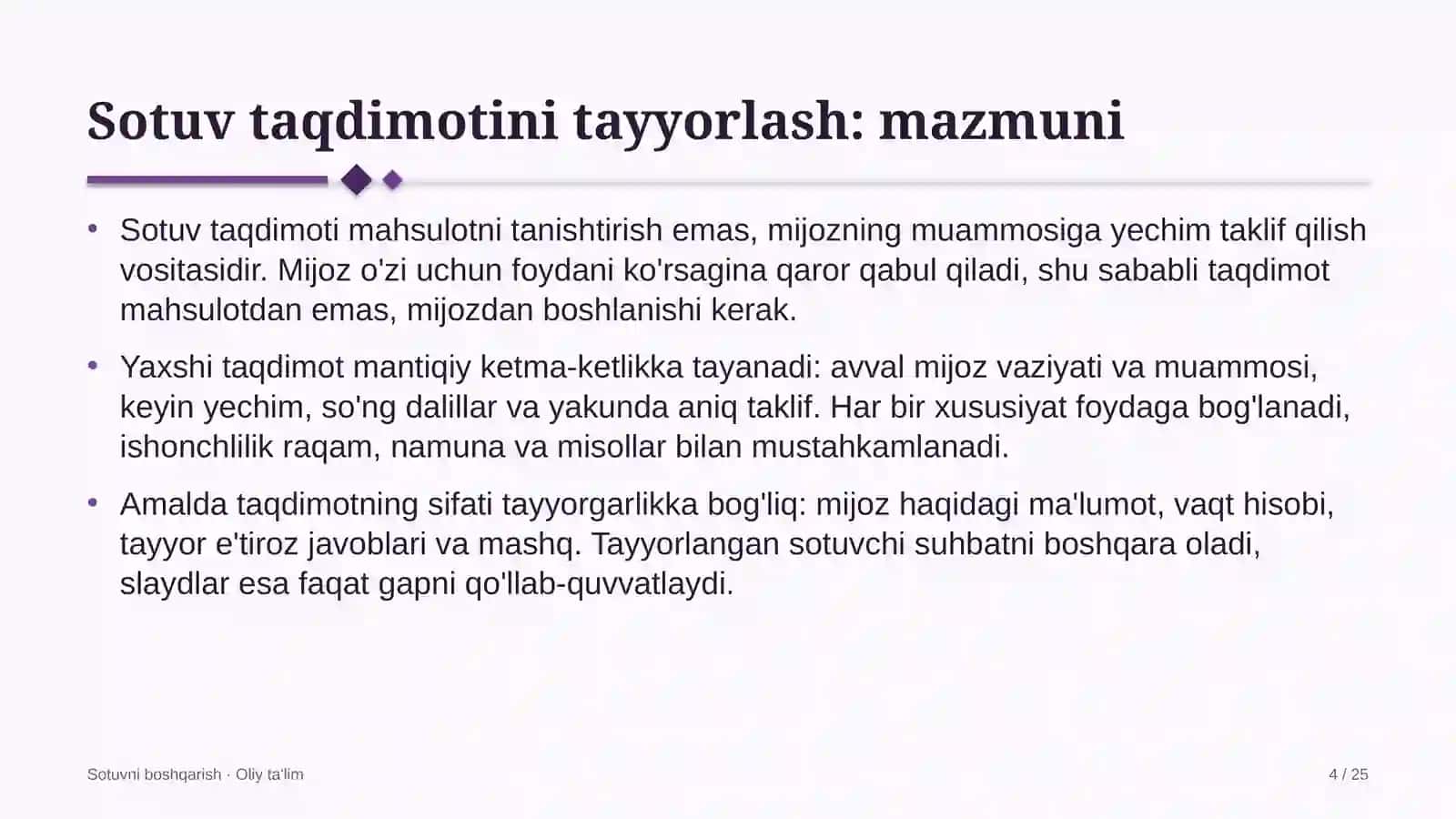 Davlat universitetlarida sotuv taqdimotini tayyorlash 4