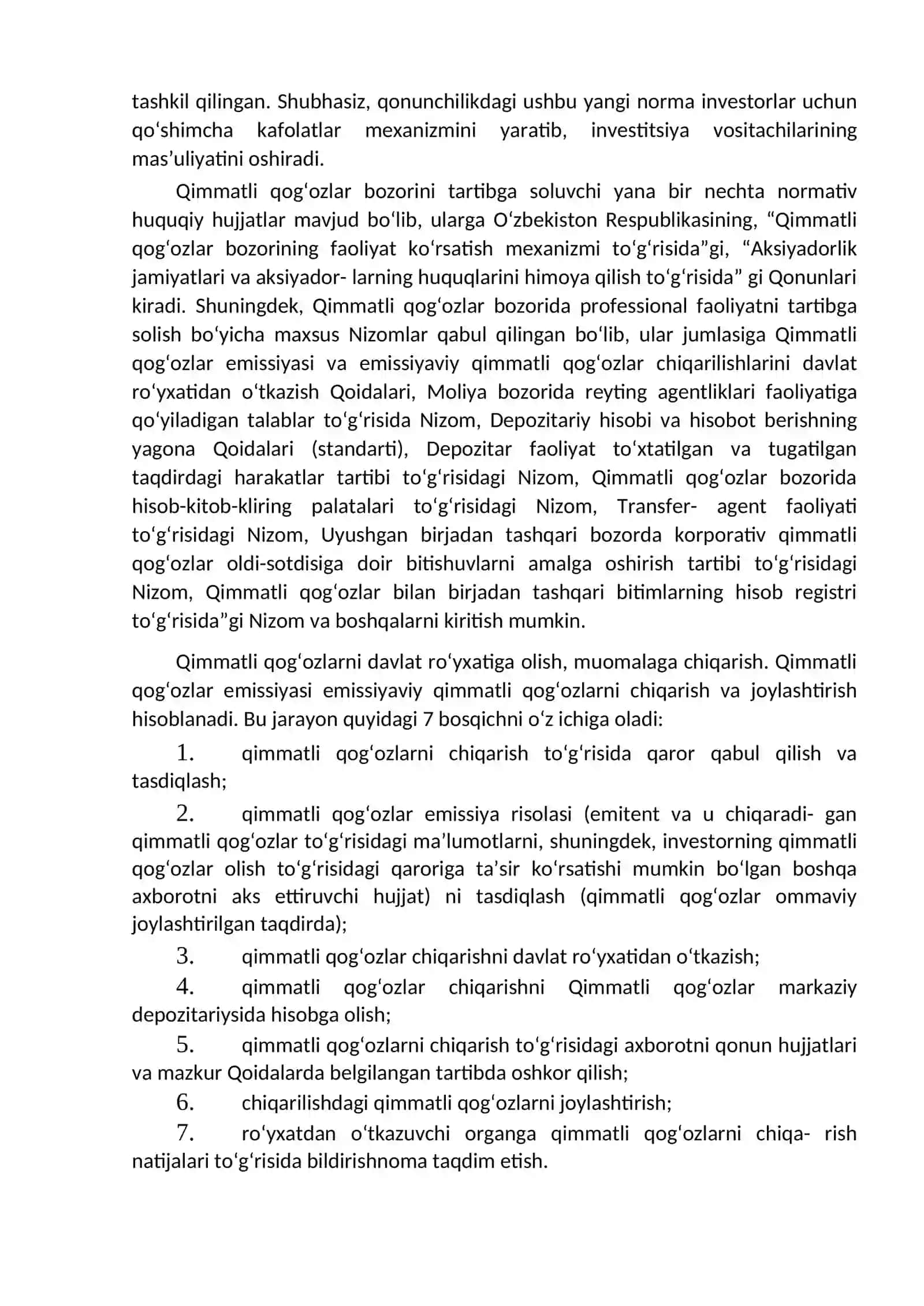 Qimmatli qog’ozlar bozori va birjalar faoliyatining huquqiy tartibga solinishi 4