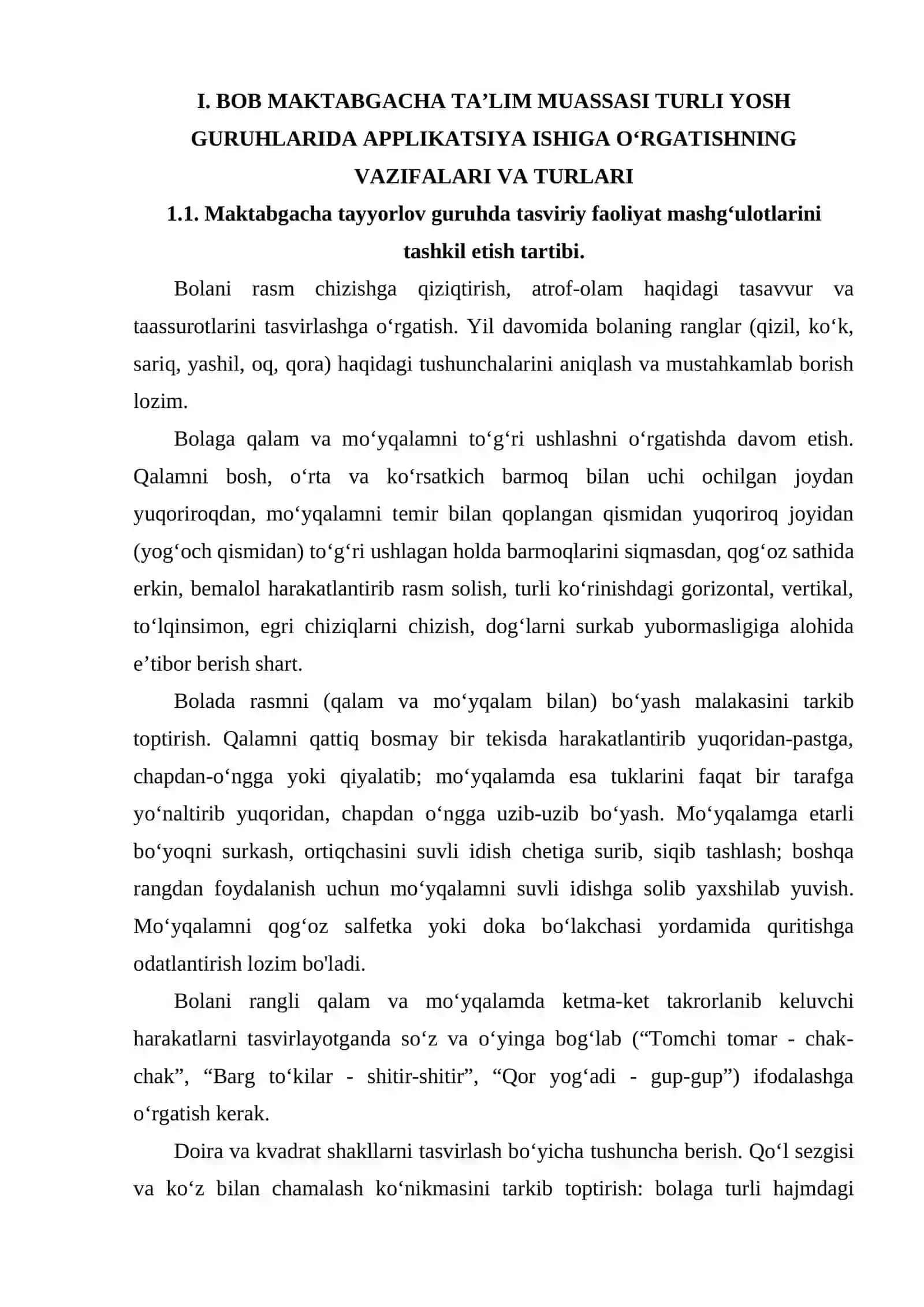 MAKTABGACHA TAYYORLOV GURUH BOLALARINI FAOLIYAT MARKAZLARIDAGI FAOLIYATLARINI LOYIHALASHTIRISH 4