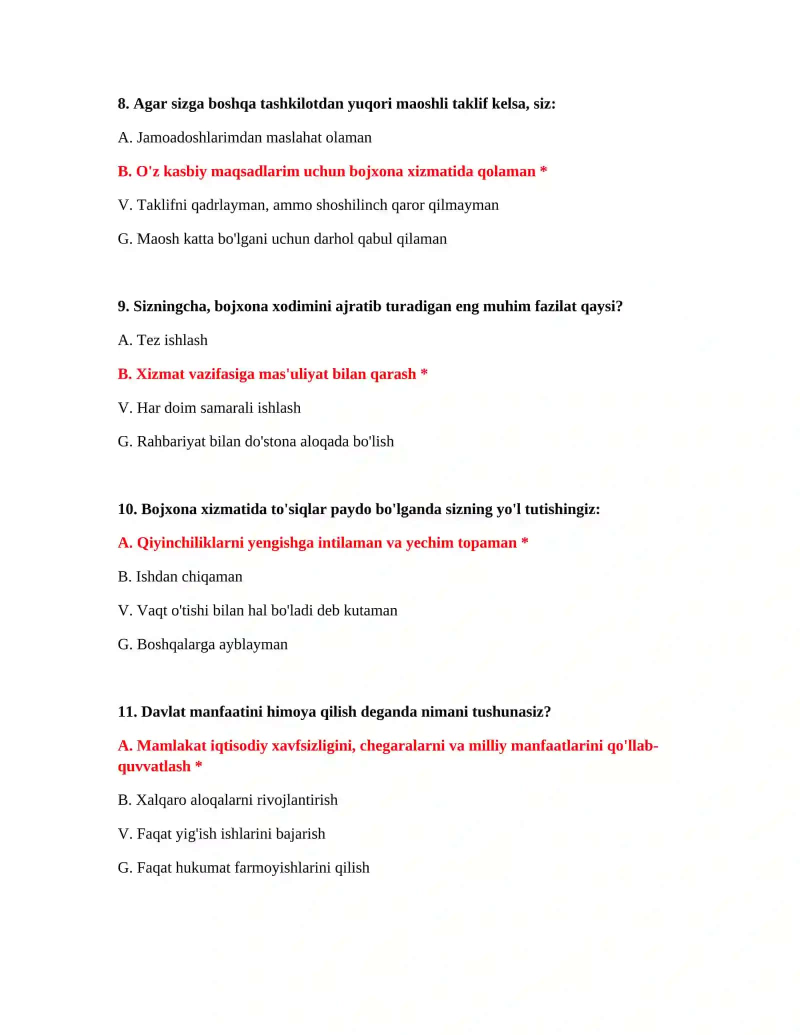 Bojxona testlarini ishlash 4