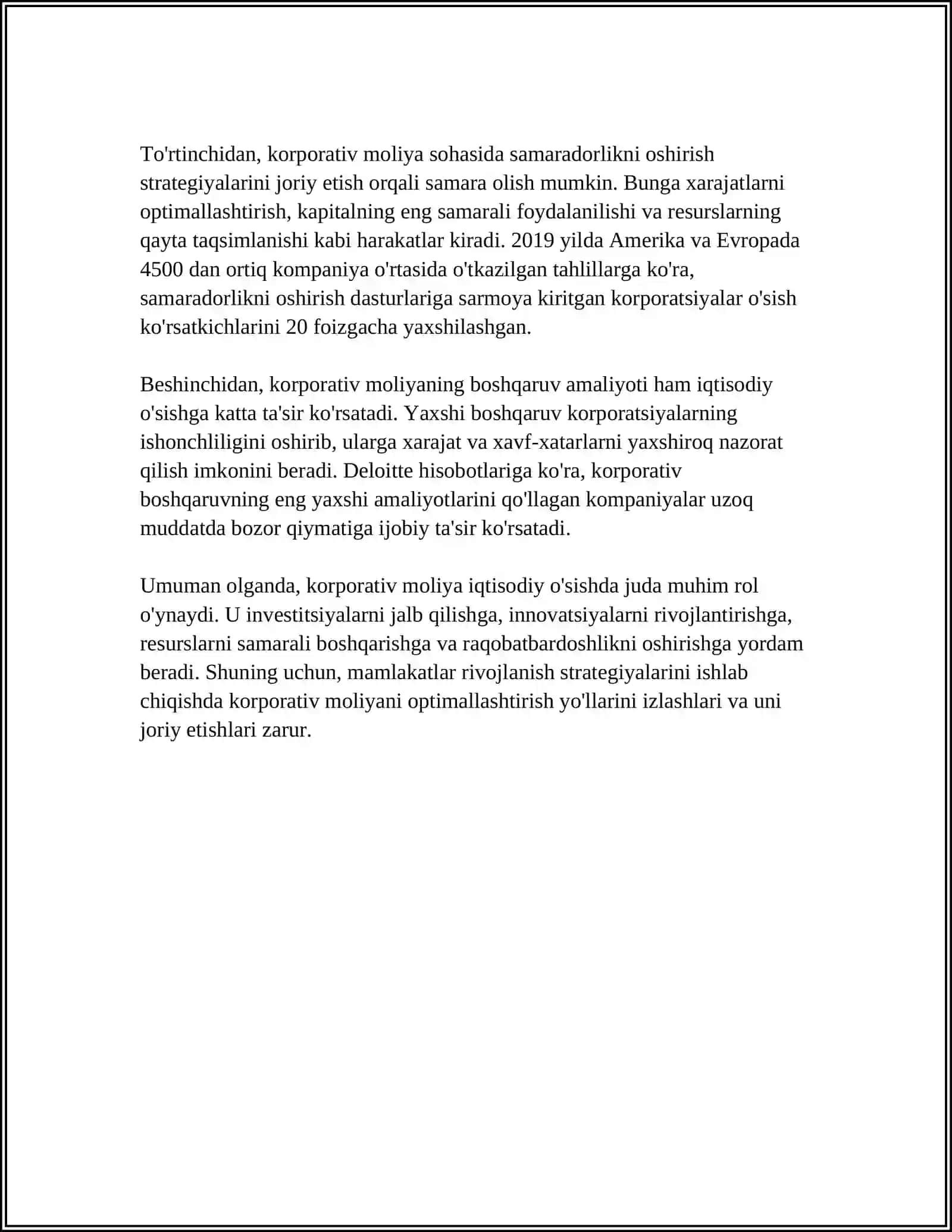 MOLIYA TIZIMINING MARKAZIY BO'G'INI SIFATIDA KORPARATIV MOLIYANI O'RNI 4