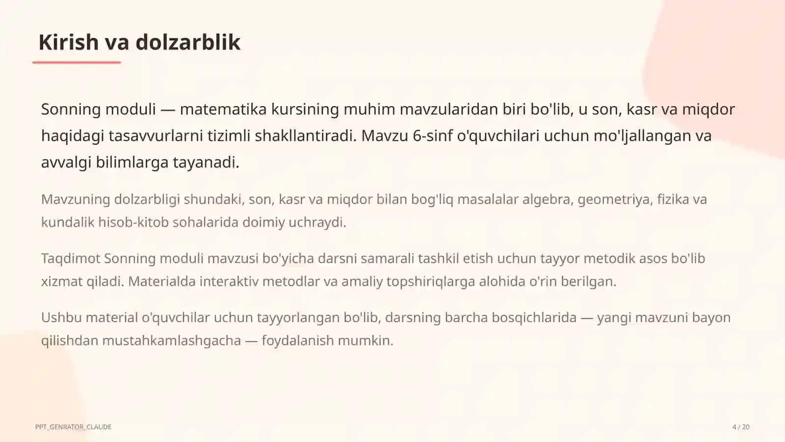 Sonning moduli (6-sinf) 4