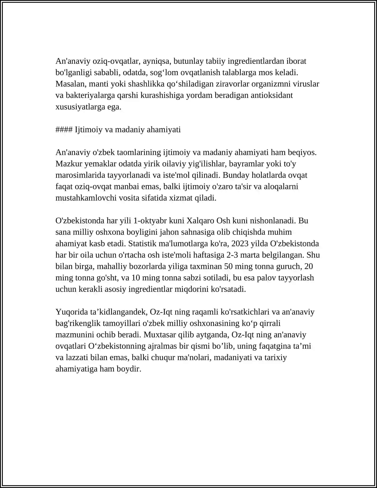 Oz-Iqt - An'anaviy ovqatlar va ularning ahamiyati 4