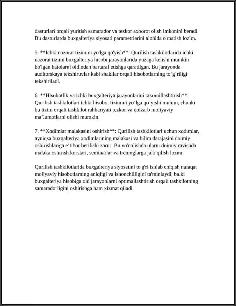 QURILISH TASHKILOTLARIDA BUXGALTERIYA HISOBINI TASHKIL QILISH ASOSLARI 4