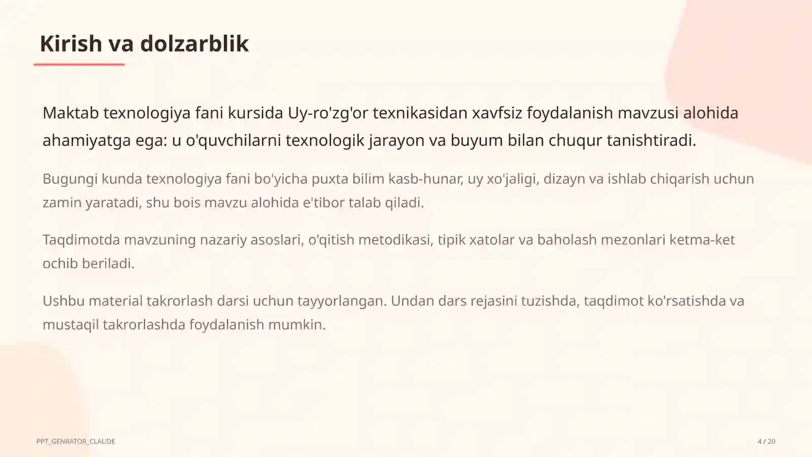 Uy-ro'zg'or texnikasidan xavfsiz foydalanish (7-sinf) 4