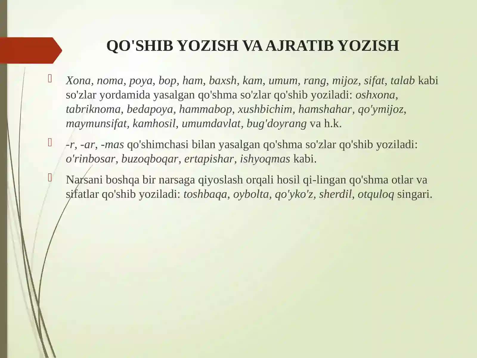 O’zbek tilining imlo qoidalari 4